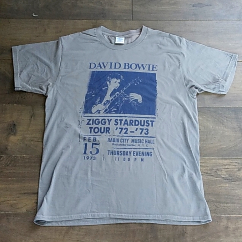 VTG RARE  DAVID BOWIE ZIGGY RING SPUN CONCER GRAY TEE MENS L